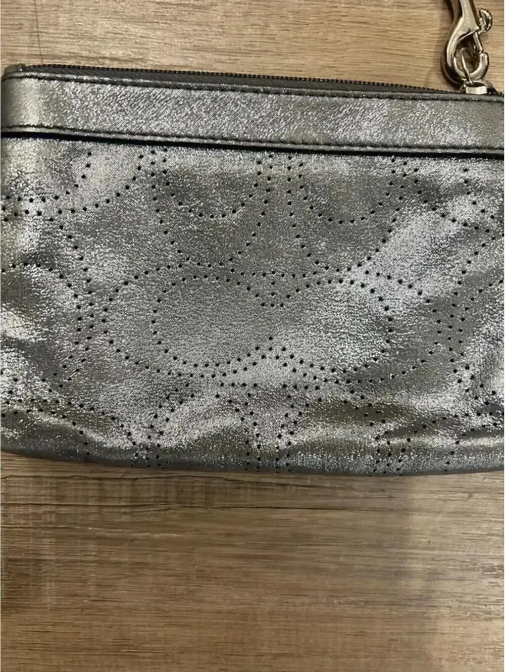 Coach signature wristlet wallet silver